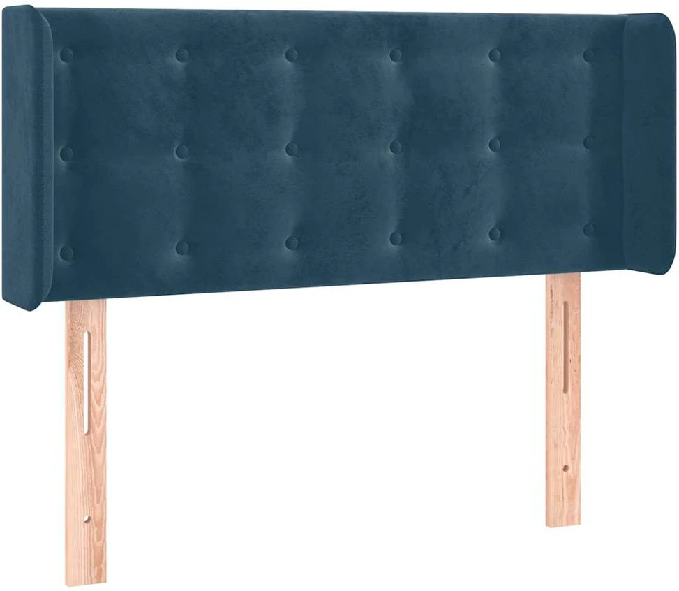 Lova Galvūgalis su LED, tamsiai mėlynas, 103x16x78/88cm, aksomas