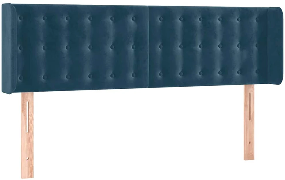 Lova Galvūgalis su LED, tamsiai mėlynas, 147x16x78/88cm, aksomas