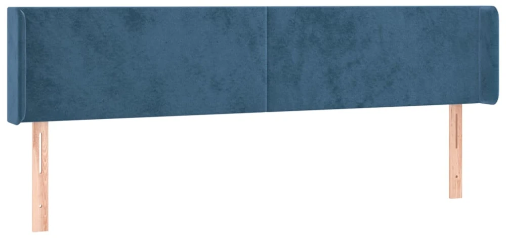 Lova Galvūgalis su LED, tamsiai mėlynas, 203x16x78/88cm, aksomas