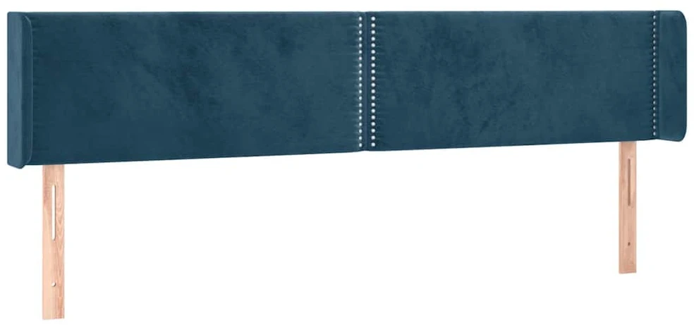 Lova Galvūgalis su LED, tamsiai mėlynas, 203x16x78/88cm, aksomas