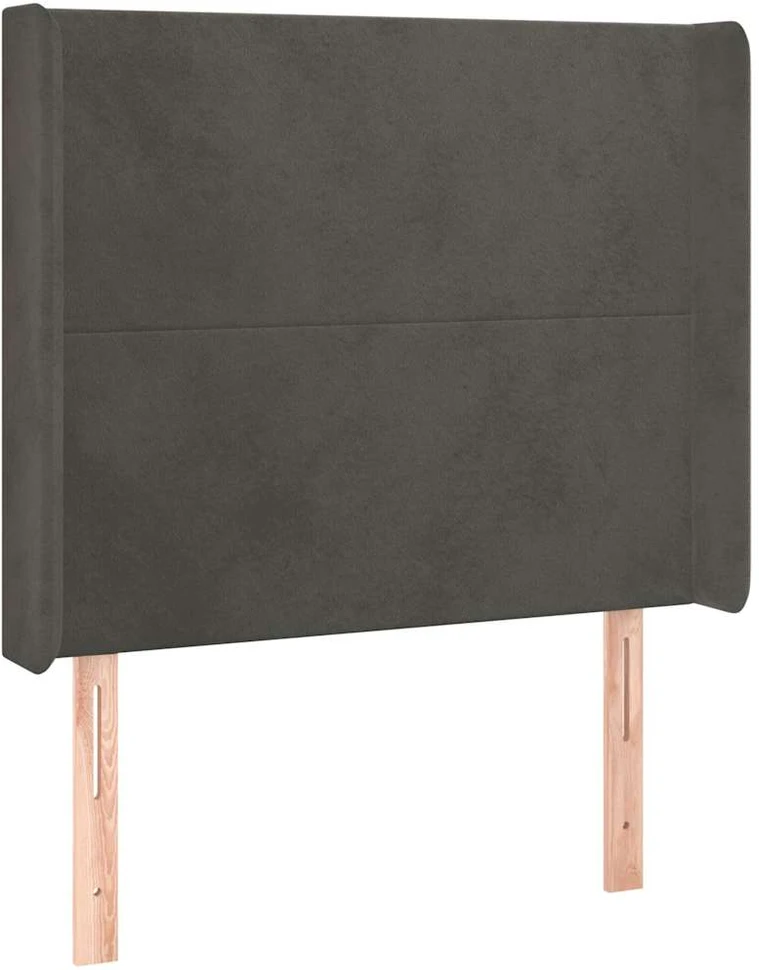 Lova Galvūgalis su LED, tamsiai pilkas, 103x16x118/128cm, aksomas