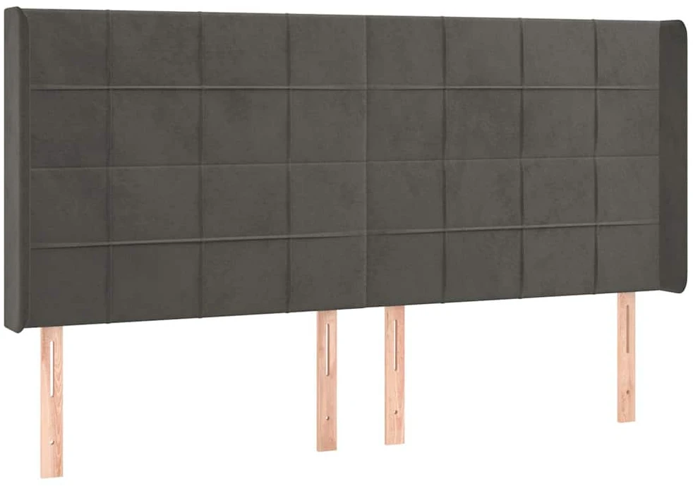 Lova Galvūgalis su LED, tamsiai pilkas, 183x16x118/128cm, aksomas