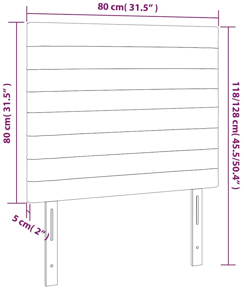 Lova Galvūgalis su LED, tamsiai pilkas, 80x5x118/128cm, aksomas