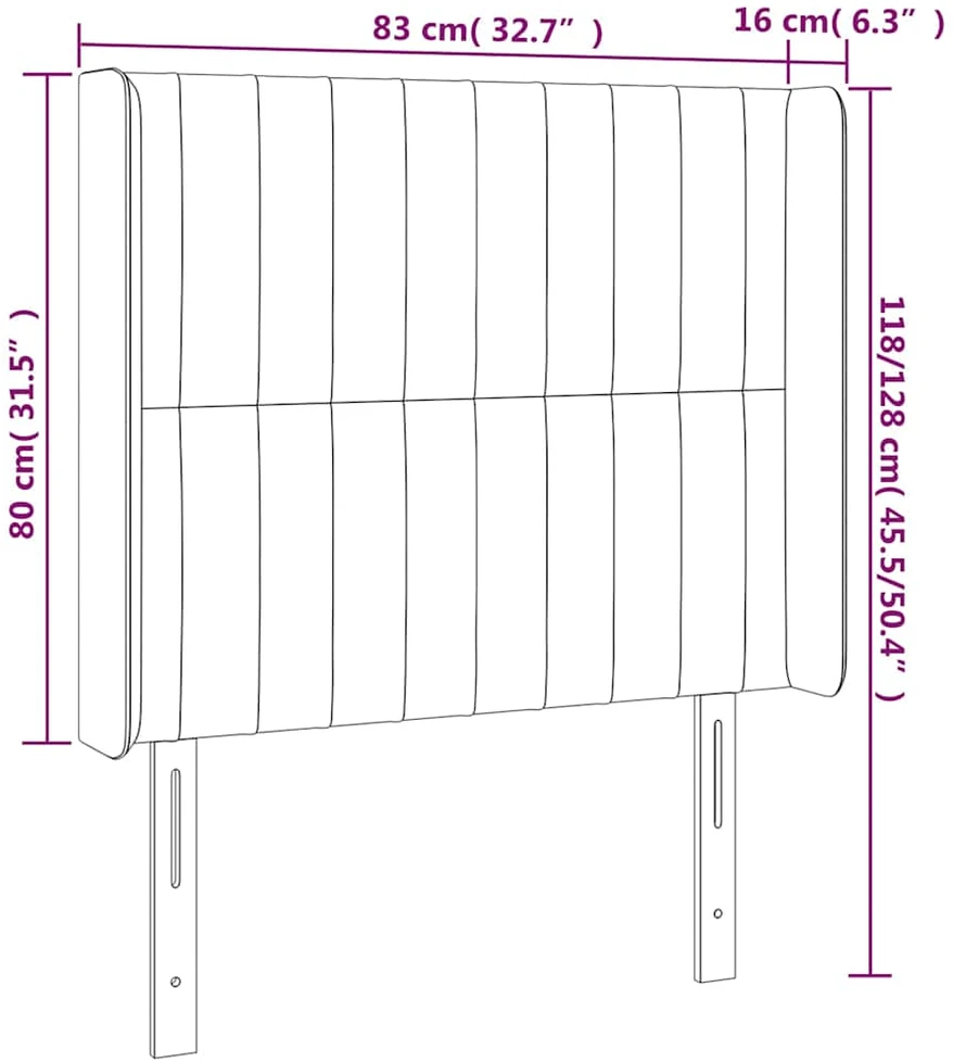 Lova Galvūgalis su LED, tamsiai pilkas, 83x16x118/128cm, aksomas