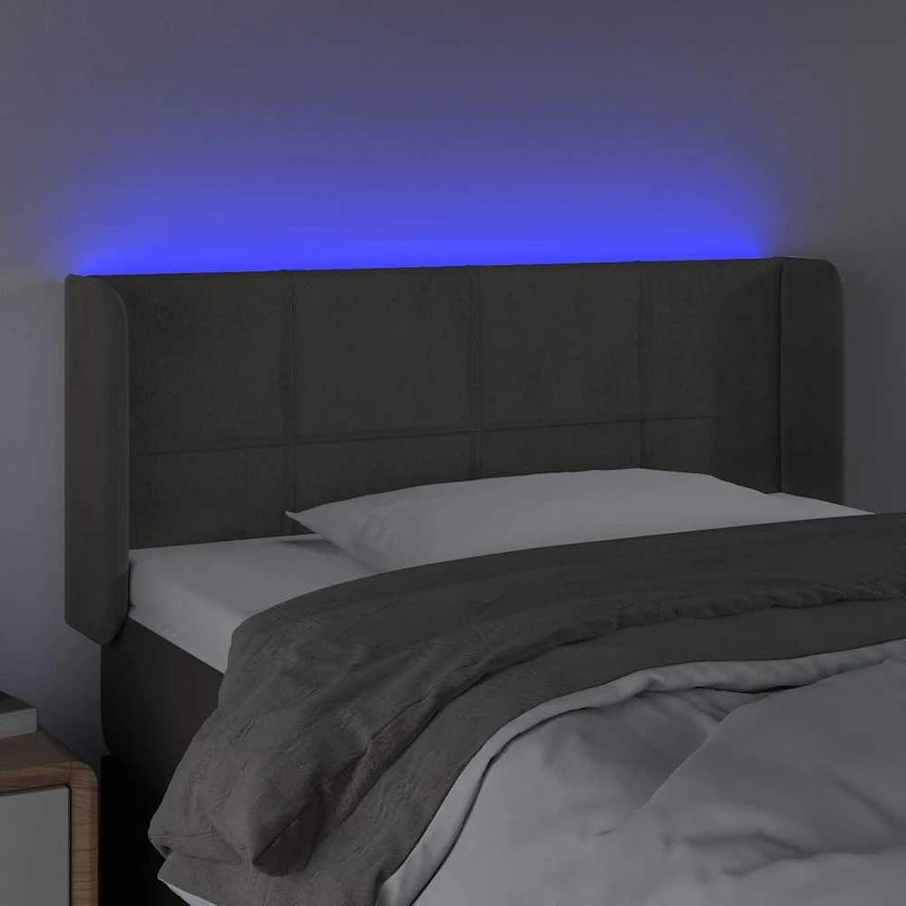 Lova Galvūgalis su LED, tamsiai pilkas, 93x16x78/88cm, aksomas