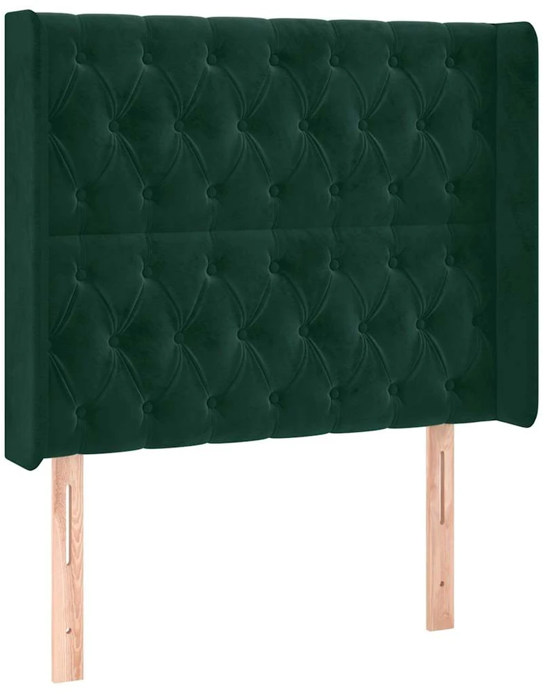Lova Galvūgalis su LED, tamsiai žalias, 103x16x118/128cm, aksomas