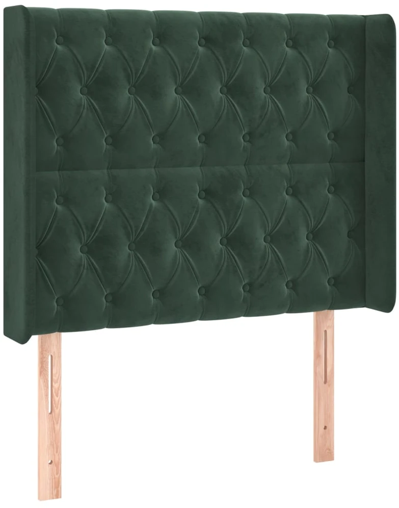 Lova Galvūgalis su LED, tamsiai žalias, 103x16x118/128cm, aksomas
