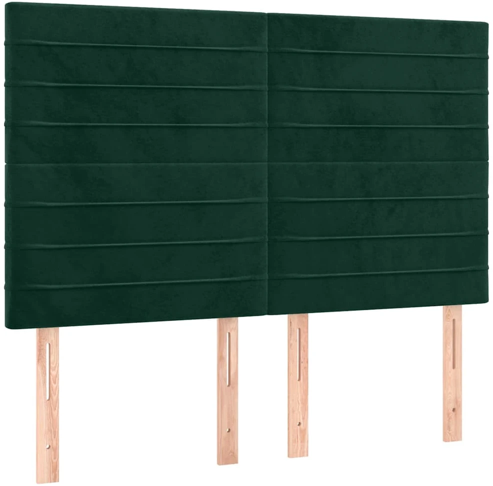 Lova Galvūgalis su LED, tamsiai žalias, 144x5x118/128cm, aksomas