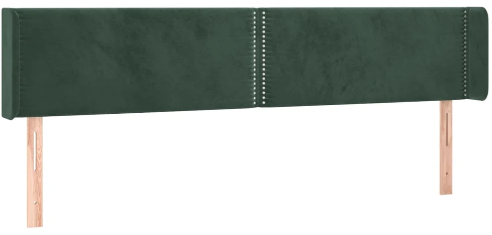 Lova Galvūgalis su LED, tamsiai žalias, 203x16x78/88cm, aksomas