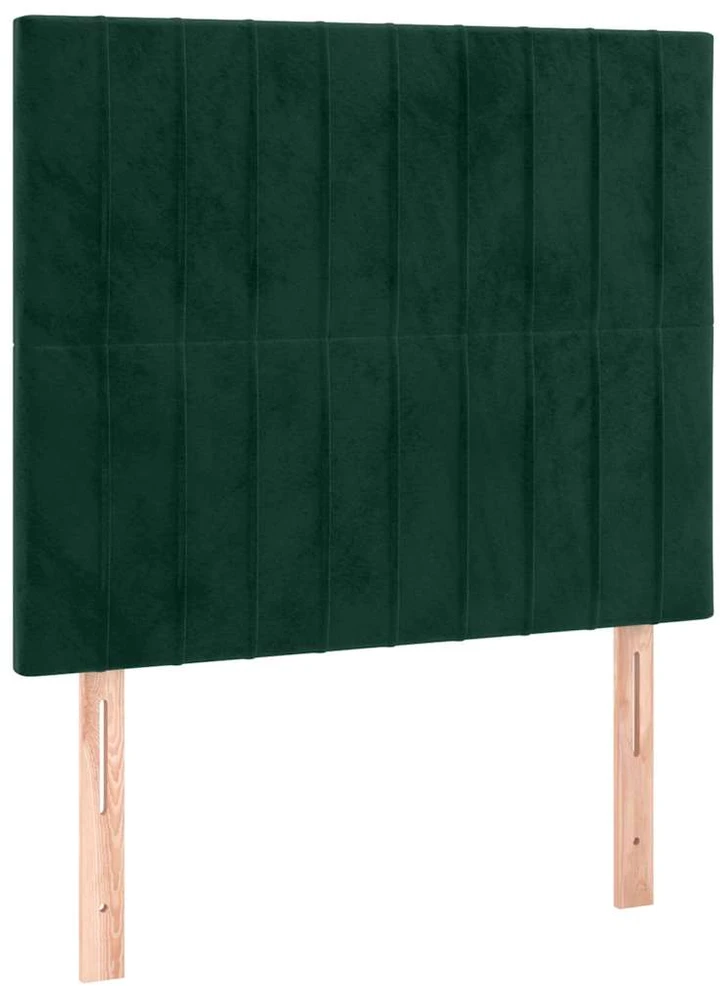 Lova Galvūgalis su LED, tamsiai žalias, 80x5x118/128cm, aksomas