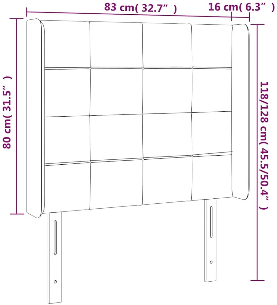 Lova Galvūgalis su LED, taupe spalvos, 83x16x118/128cm, audinys