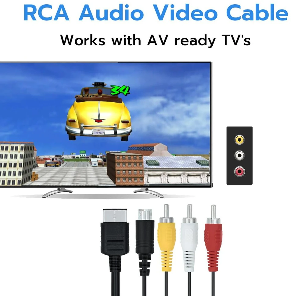 Gam3gear S Av S video Rca audio video kabelis, skirtas Sega Dreamcast