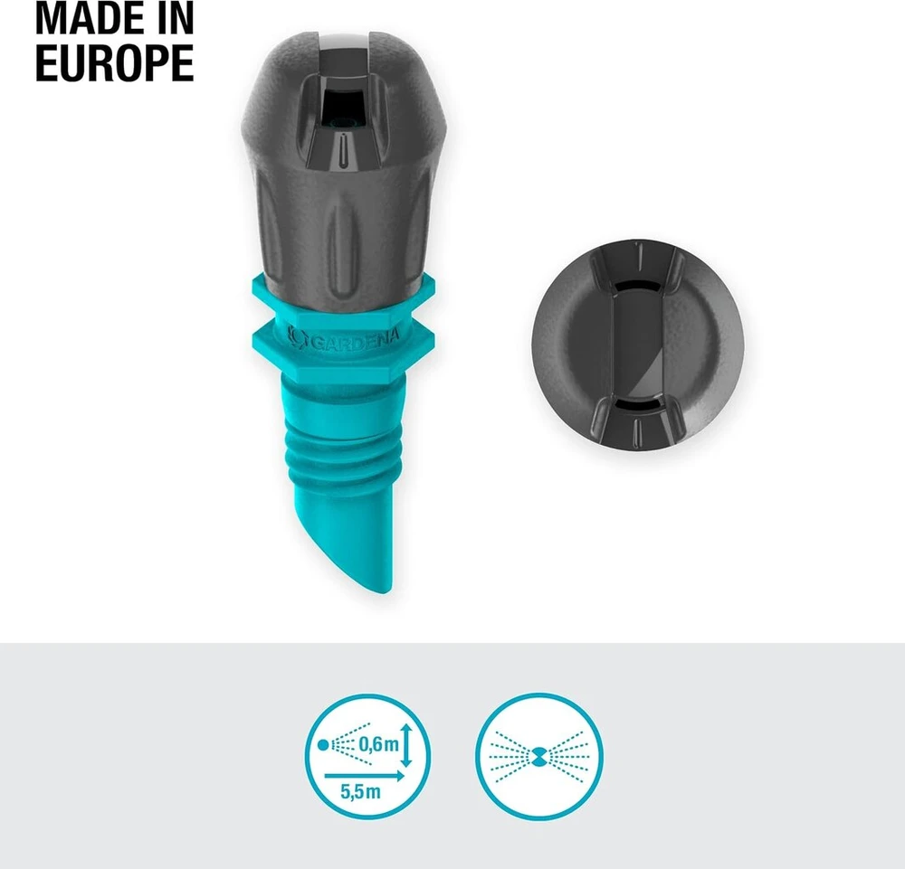 Gardena Micro-drip-system juostinis purkštukas: purkštukas drėkinimo sistemai, siauriems pailgiems paviršiams, kurių maks. 0,6 x 5,5 m, lengvo sujungimo technologija (13319-20)