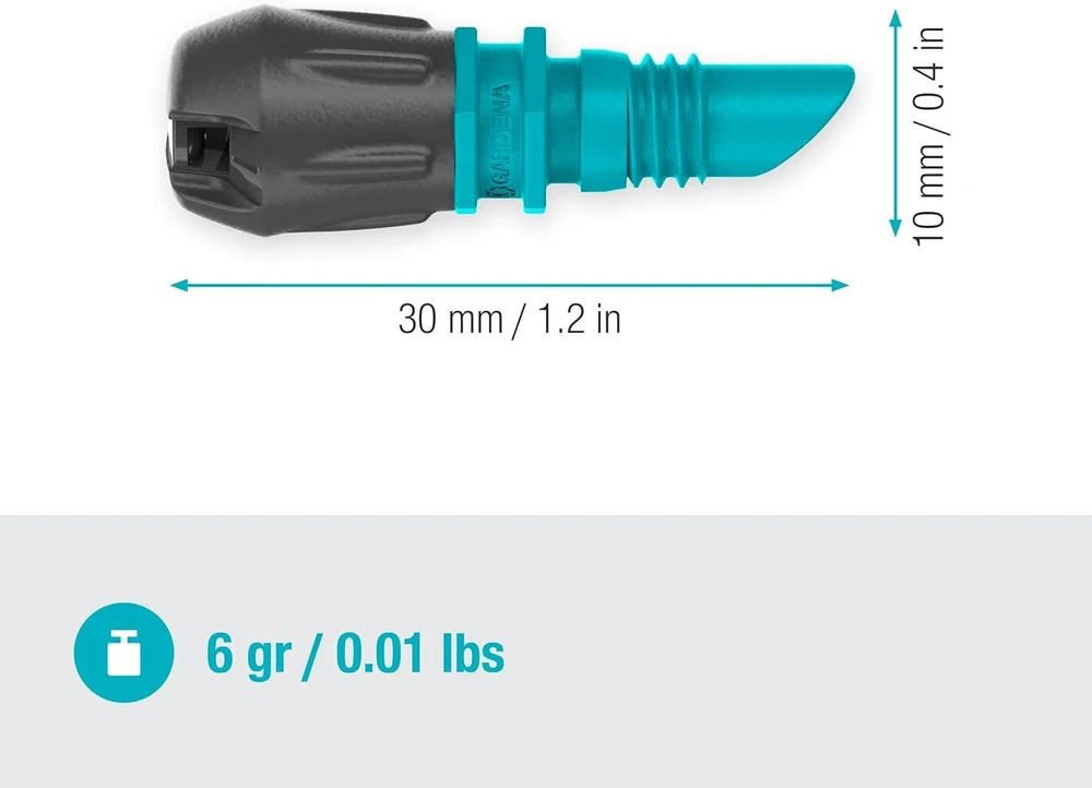 Gardena Micro-drip-system juostinis purkštukas: purkštukas drėkinimo sistemai, siauriems pailgiems paviršiams, kurių maks. 0,6 x 5,5 m, lengvo sujungimo technologija (13319-20)