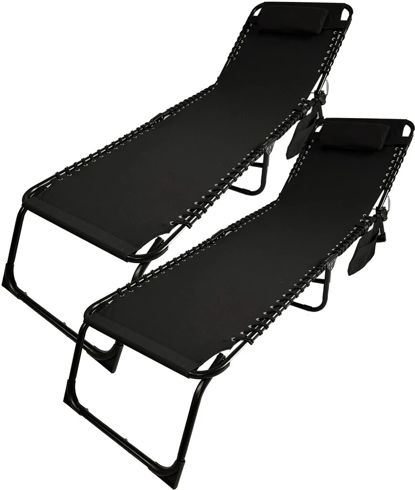 Gardenline Sodo gultas paplūdimio gultas sulankstoma lova su kišene 190x58x30cm