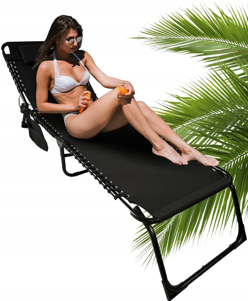 Gardenline Sodo gultas paplūdimio gultas sulankstoma lova su kišene 190x58x30cm