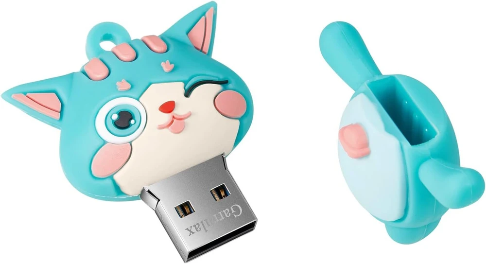 Garrulax usb 3.0 atmintinės, vandeniui atspari silikoninė didelės spartos usb 3.0 duomenų saugojimo atmintinė su otg type c adapteriu (žalias cat, 32 gb)