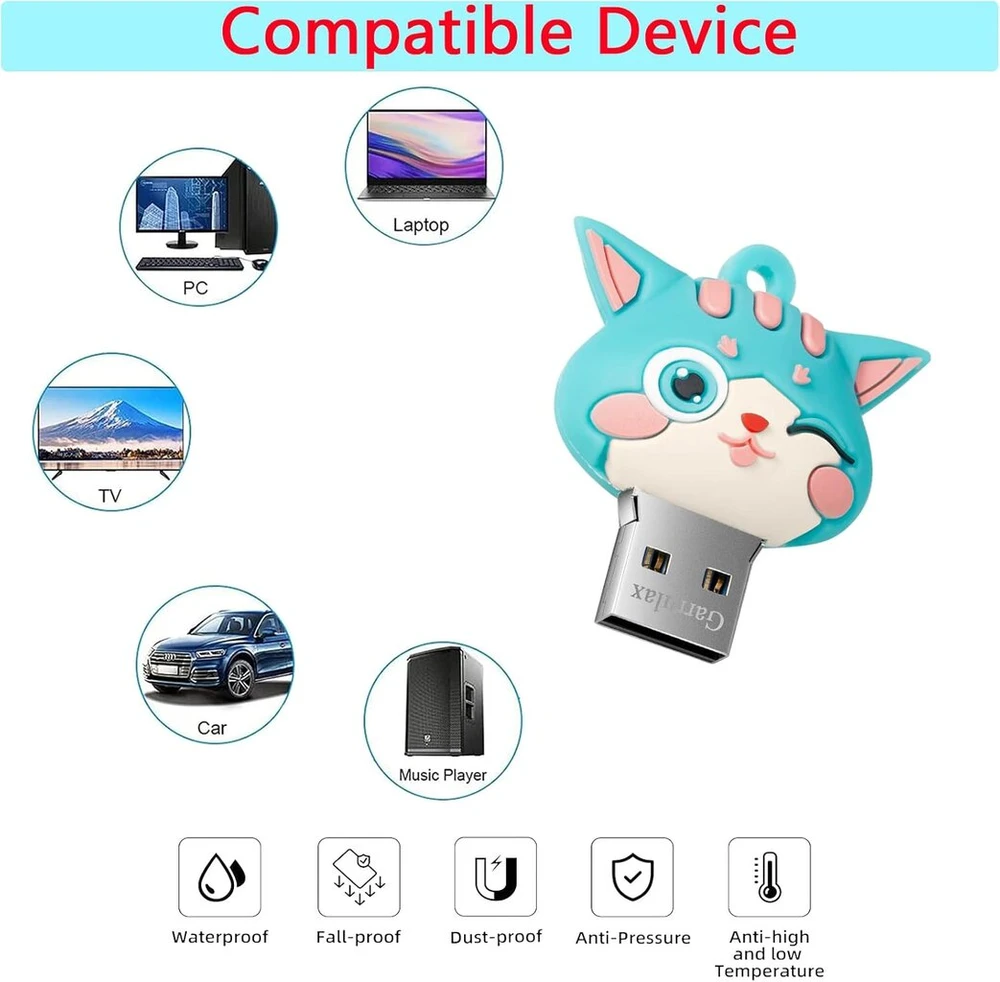 Garrulax Usb atmintinės, 16 Gb vandeniui atspari silikoninė Usb 2.0 didelės spartos Usb atmintinė, rašiklio formos atmintinė, duomenų atmintinė, U diskas (žalias Cat)