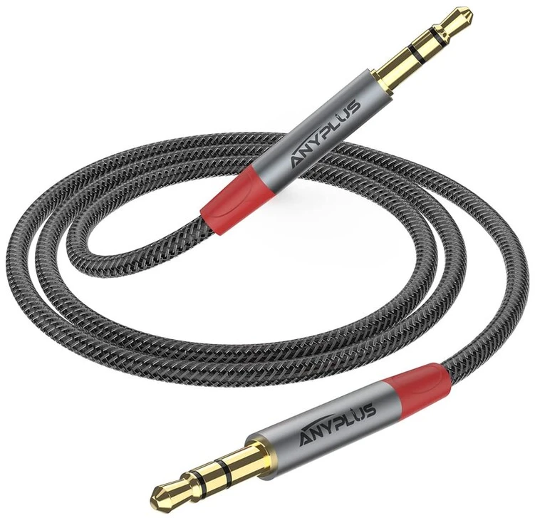 Garso kabelis 1m, 3.5mm mini-jack, nailono pynė