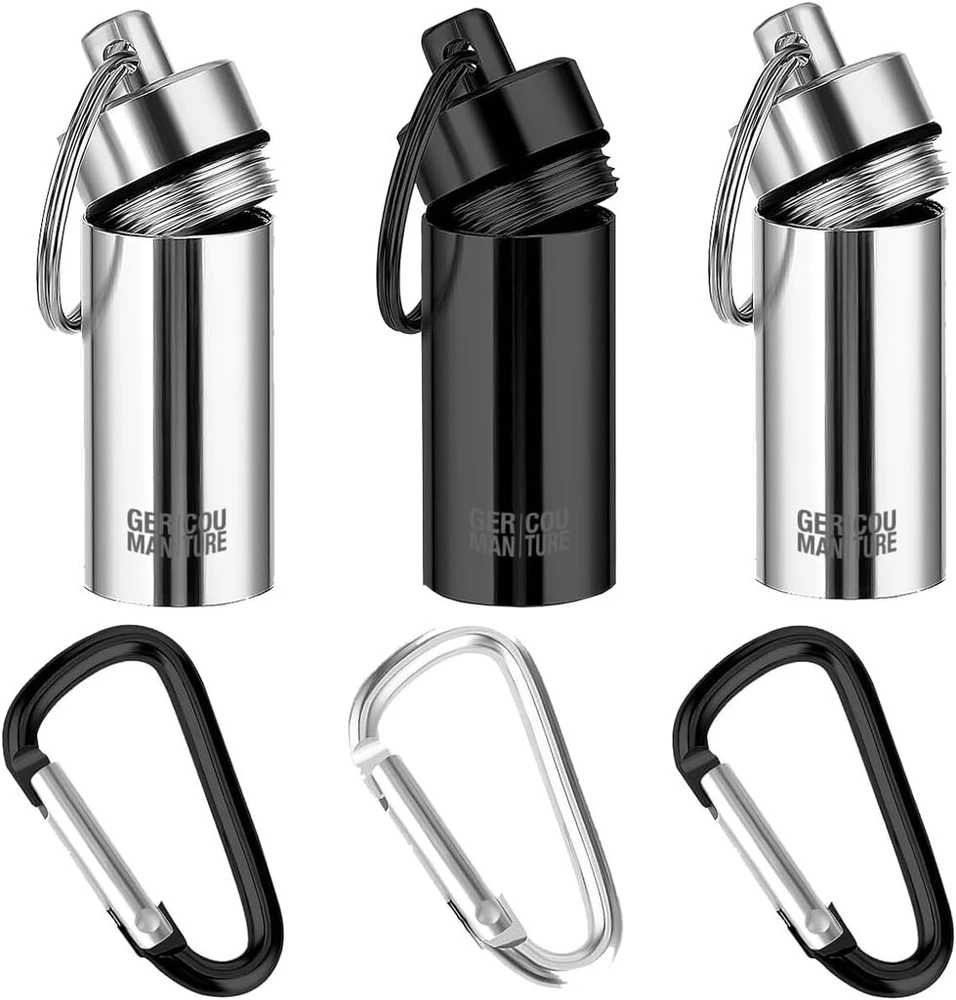 Gc 3 x kišeninė peleninė mini lazdelės formos puodelis su karabinu, suderinama su iqos iluma prime terea ir heets lazdelėmis, žolelių dėžutė, 3 dalių rinkinys, sidabrinė/juoda