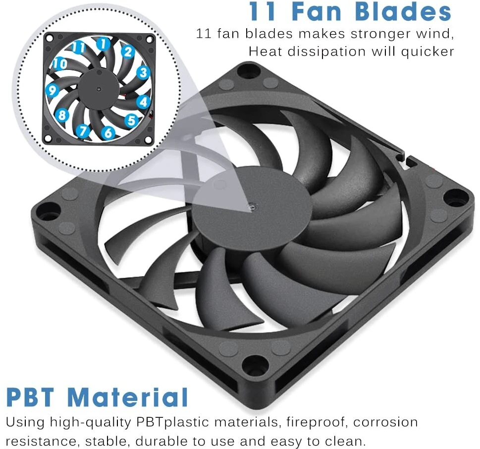 Gdstime 2 vnt. 80 mm ventiliatorius 12 V 80 x 10 mm Pc kompiuterio ventiliatorius 2500 Rpm bešepetėlis ventiliatorius, skirtas Ps4 maršrutizatoriui Tv dėžutei projektoriui
