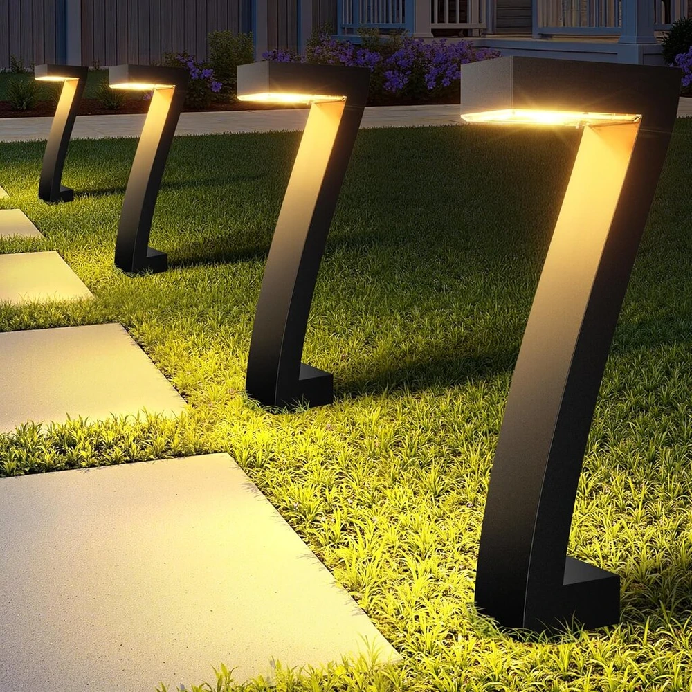 Gearlite saulės šviestuvai sodui, 4 vnt. stilingų saulės šviestuvų laukui, itin ryškūs su 1200 Mah baterija, Ip65 atsparūs vandeniui, automatinis įjungimas/išjungimas, sodo dekoracija vejai