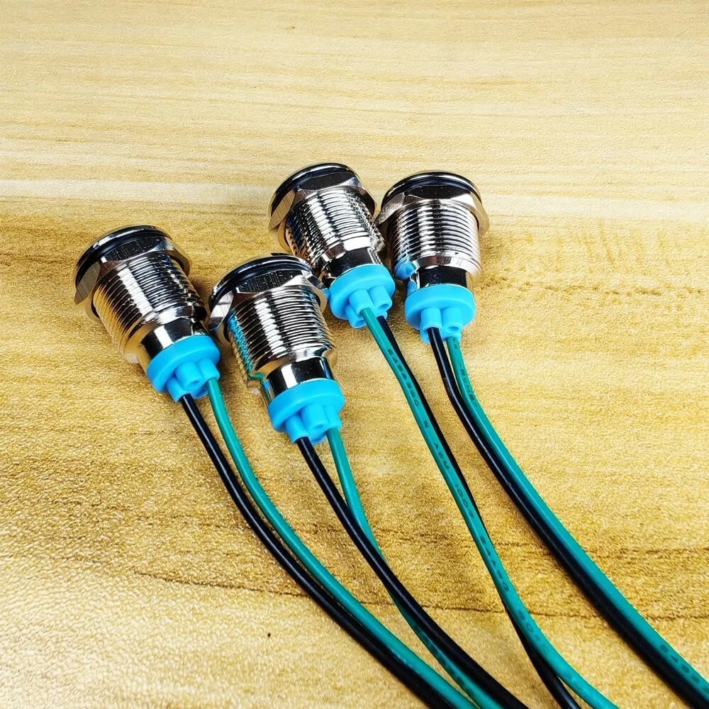 Gebildet 4 vnt. 12 mm 3v-4.5v-5v-6v-7.5v-9v Led metalinis indikatorius, atsparus vandeniui, signalinė lemputė su laidu (žalia)