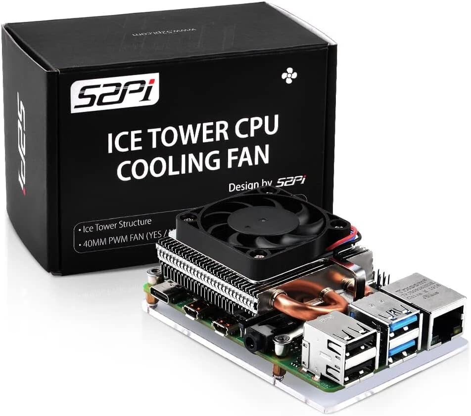 Geeekpi Itin plonas Ice Tower aušintuvas, skirtas Raspberry Pi 4, aliumininis aktyvus aušintuvas su 40 x 40 x 7 mm Pwm ventiliatoriumi, skirtas Raspberry Pi 4 Model B 8gb