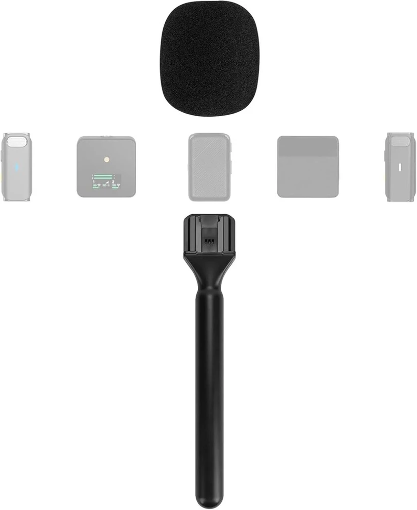 Geekria adapteris belaidžiam interviu mikrofonui, Mic Go rankinis adapteris su priekiniu stiklu, mikrofono laikiklis suderinamas su Dji Mic 1, Mic 2, Rode Wireless Go Ii (juodas)