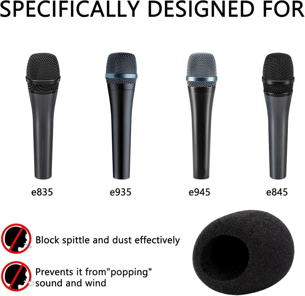 Geekria putų apsauga nuo vėjo, suderinama su Sennheiser E 935, E 945, E 835, E 845-s mikrofonais, antipop putų uždangalas, mikrofono apsauga nuo vėjo, putų filtras (juodas/2 vnt.)