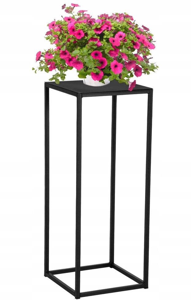 Gėlių stovas metalinis aukštas gėlių vazonas juodas loft 30x30x75 cm