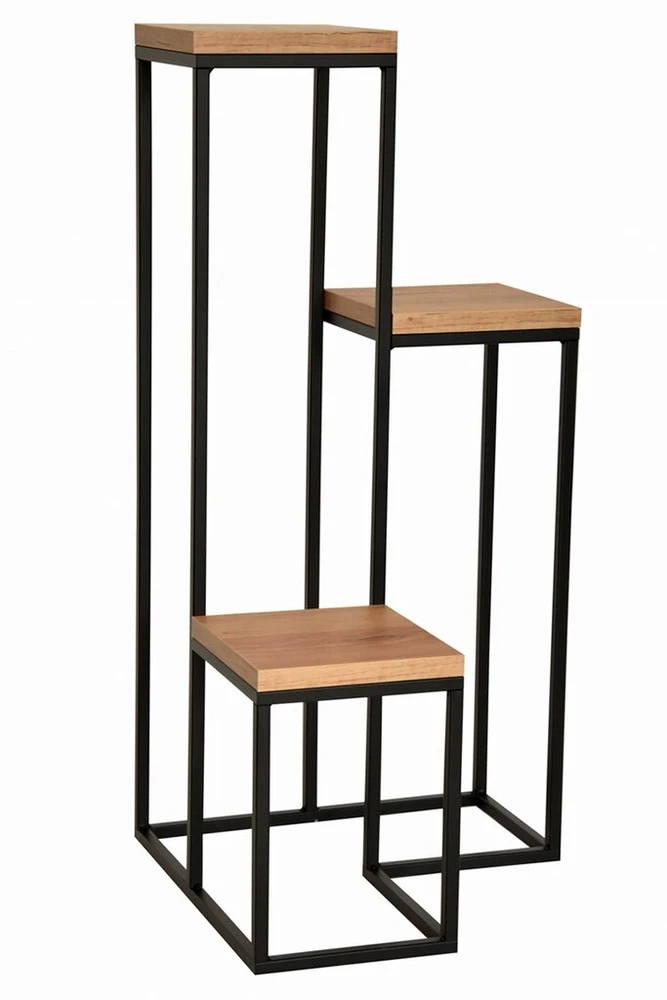 Gėlių stovas metalinis aukštas juodas kaskadinis gėlynas loft