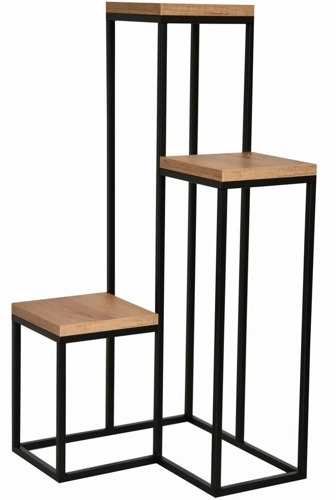Gėlių stovas metalinis aukštas juodas kaskadinis gėlynas loft