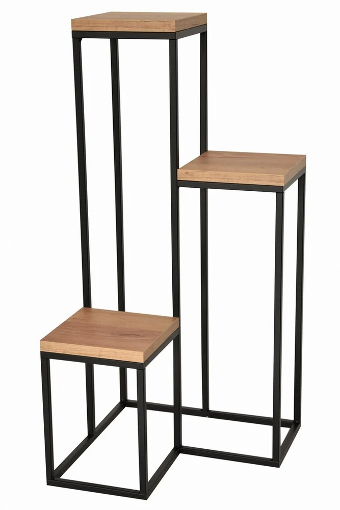 Gėlių stovas metalinis aukštas juodas kaskadinis gėlynas loft
