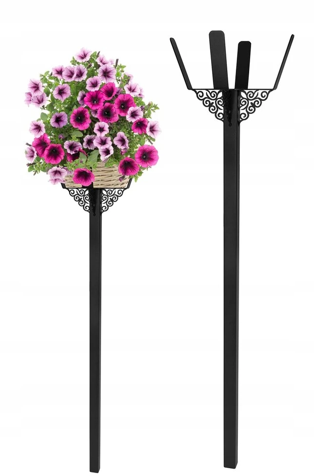 Gėlių stovas sodui metalinis gėlių stovas juodas 120cm 2 vnt.