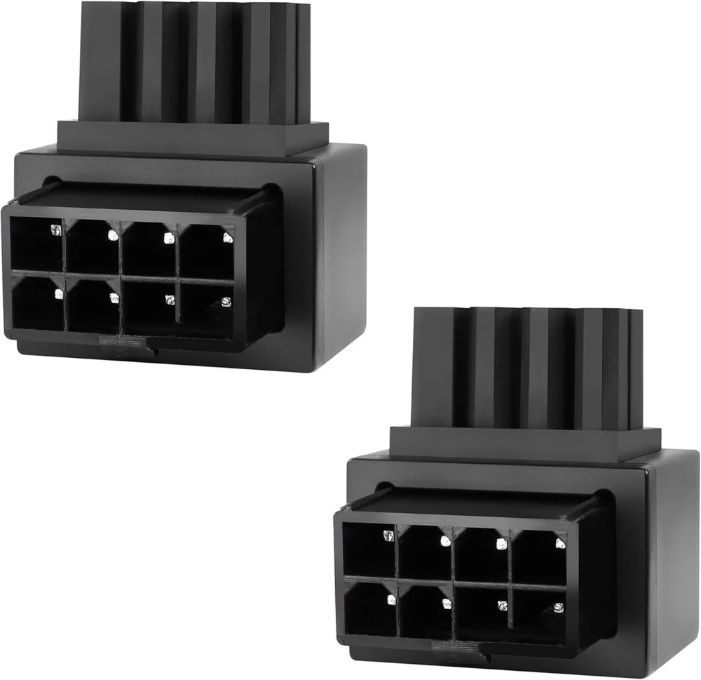 Gelrhonr 2 vnt. Gpu Vga Pcie 8 kontaktų maitinimo adapteris stačiu kampu 90 laipsnių kampo kištuko maitinimo adapterio plokštė stacionariems kompiuteriams grafikos plokštė - juoda