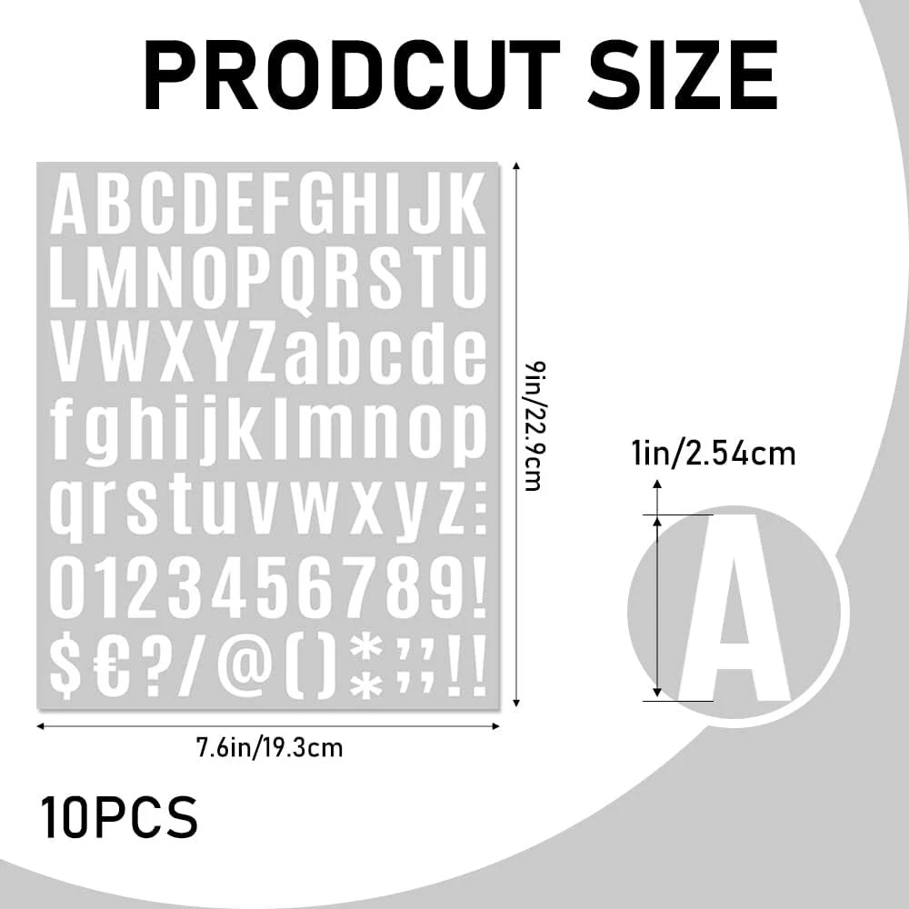 Generic 10 lapų lipnių raidžių ir skaičių rinkinys pašto dėžutėms, langams, durims