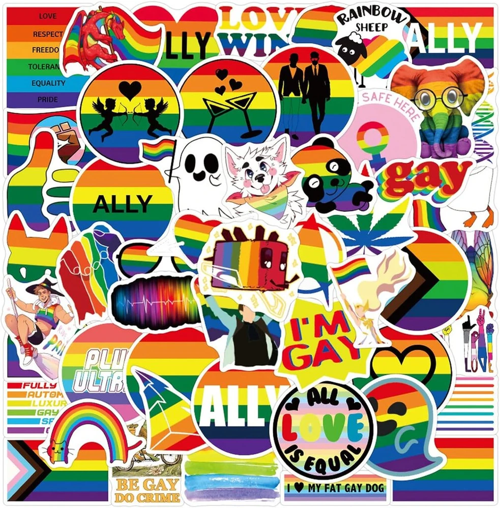 Generic 100 vienetų pride lipdukų rinkinys, vandeniui atsparūs viniliniai graffiti Lgbtq lipdukai, Lgbtq aksesuarai, Lgbtq pride vaivorykštės lipdukai nešiojamam kompiuteriui, vandens buteliams, dviračiui, riedlentei