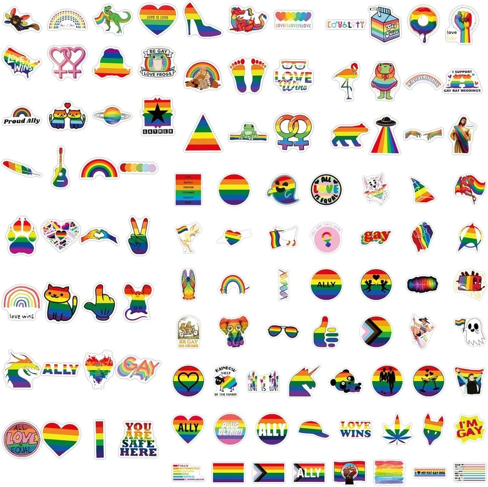 Generic 100 vienetų pride lipdukų rinkinys, vandeniui atsparūs viniliniai graffiti Lgbtq lipdukai, Lgbtq aksesuarai, Lgbtq pride vaivorykštės lipdukai nešiojamam kompiuteriui, vandens buteliams, dviračiui, riedlentei