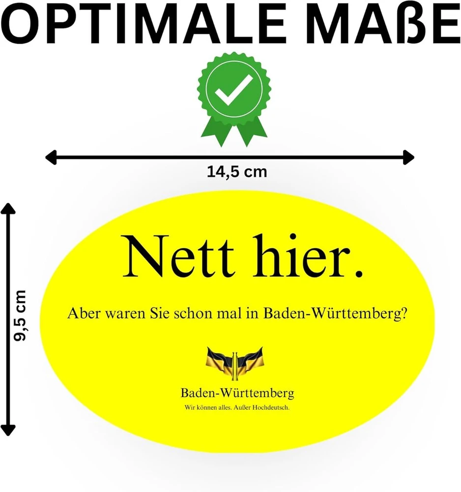 Generic 15x Geltoni Lipdukai "maloniai čia, bet ar buvai Badene-viurtemberge?"