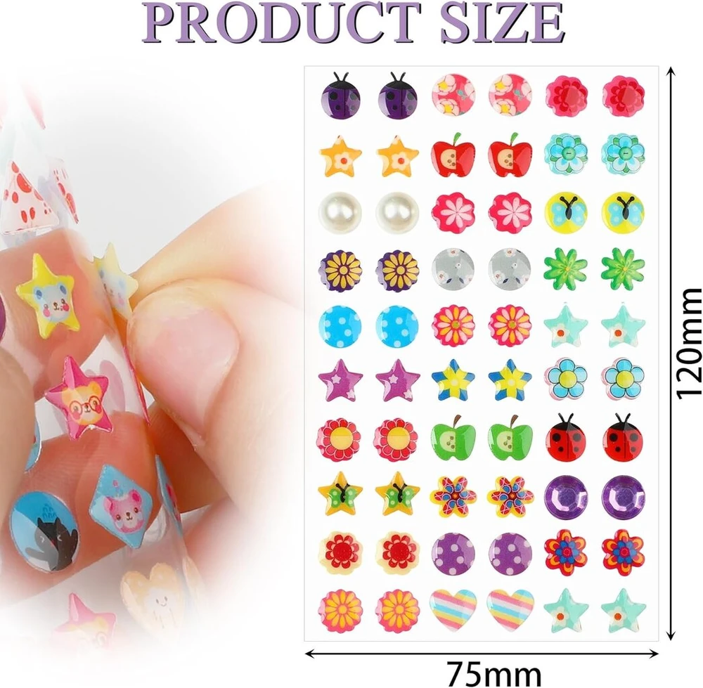 Generic 240 Vnt. Mergaičių Lipnių Auskarų Rinkinys - 3d Kristalų Lipdukai