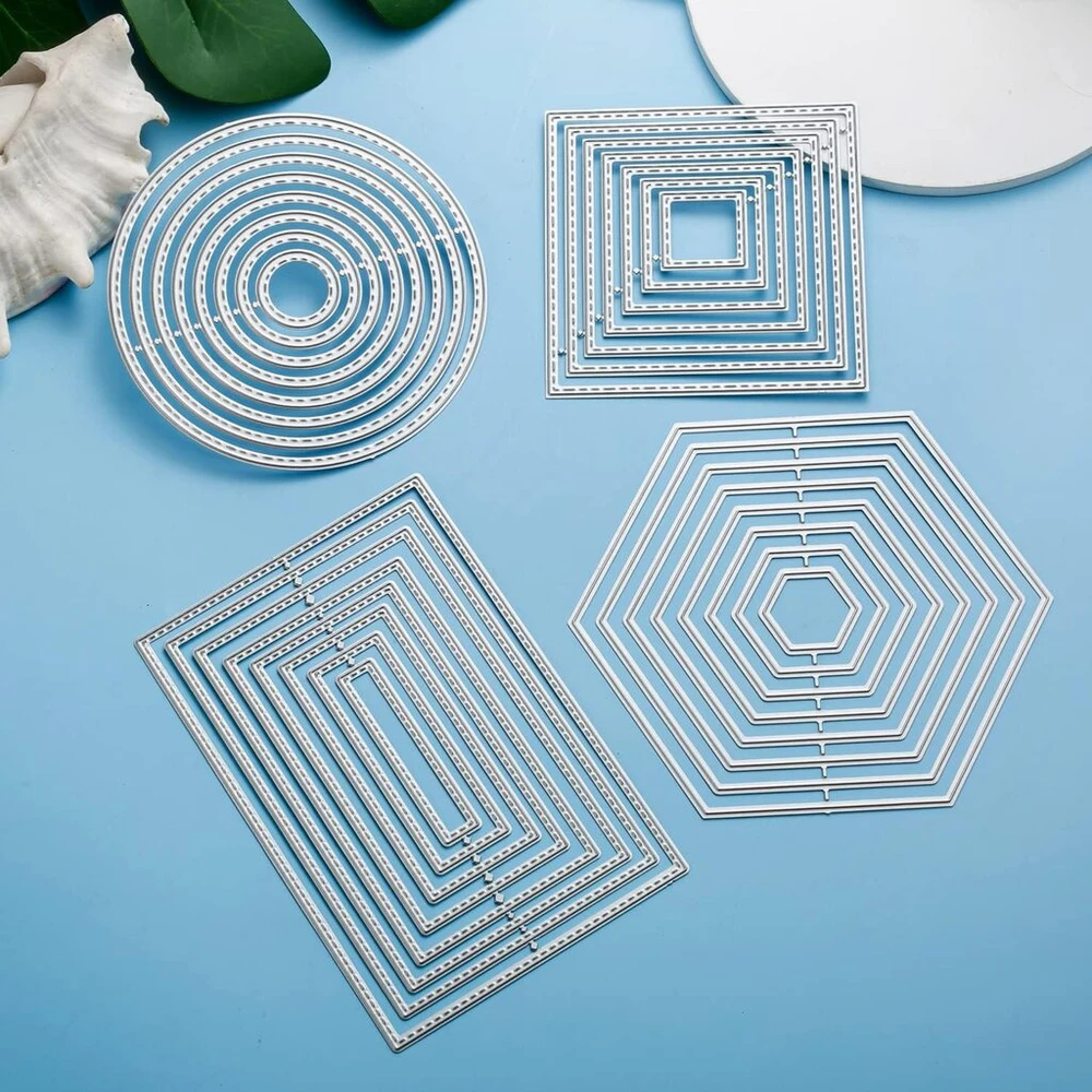 Generic 4 metalinės štampavimo formelės: kvadratas, stačiakampis, apskritimas, šešiakampis