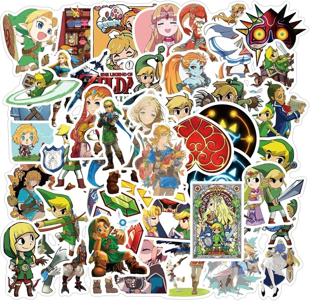 Generic 50 vnt. Zelda lipdukų - vandeniui atsparūs vinilo lipdukai