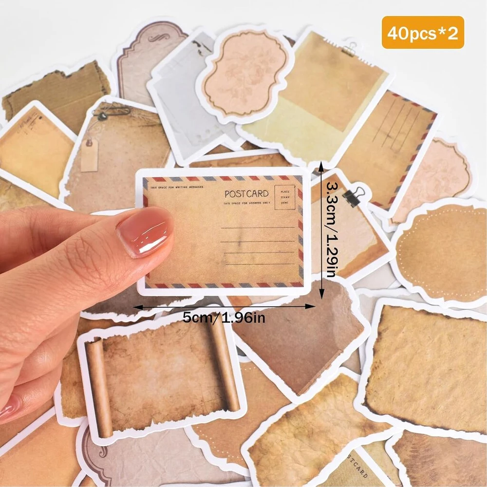Generic 80 Vintažinių Lipdukų Rinkinys Scrapbookingui ir Dienoraščiui