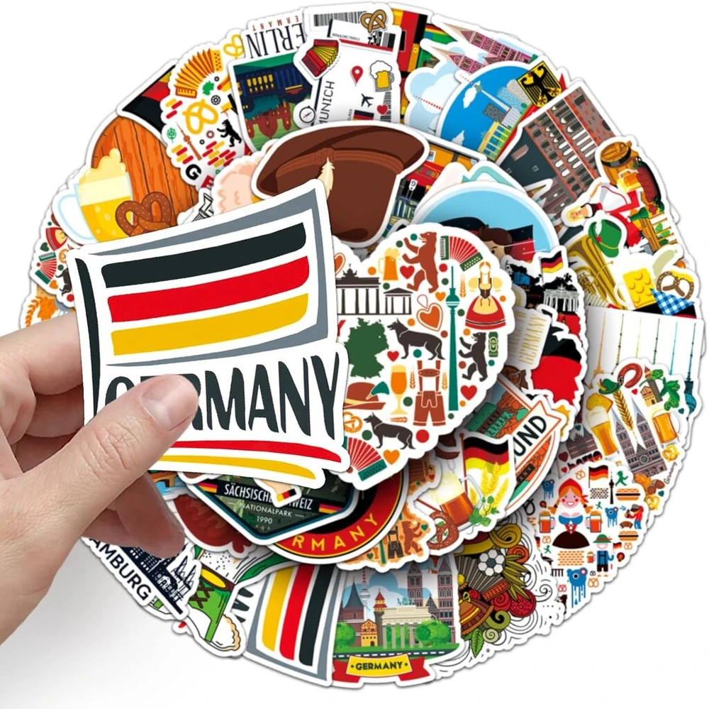 Generic Germany lipdukų rinkinys, 50 vienetų, skirtas riedlentėms, grafiti lipdukai, motociklams, dviračiams, snieglentėms, bagažui, nešiojamam kompiuteriui, automobiliui, lagaminui vaikams ir paaugliams, vandeniui atsparūs vinilo lipdukai
