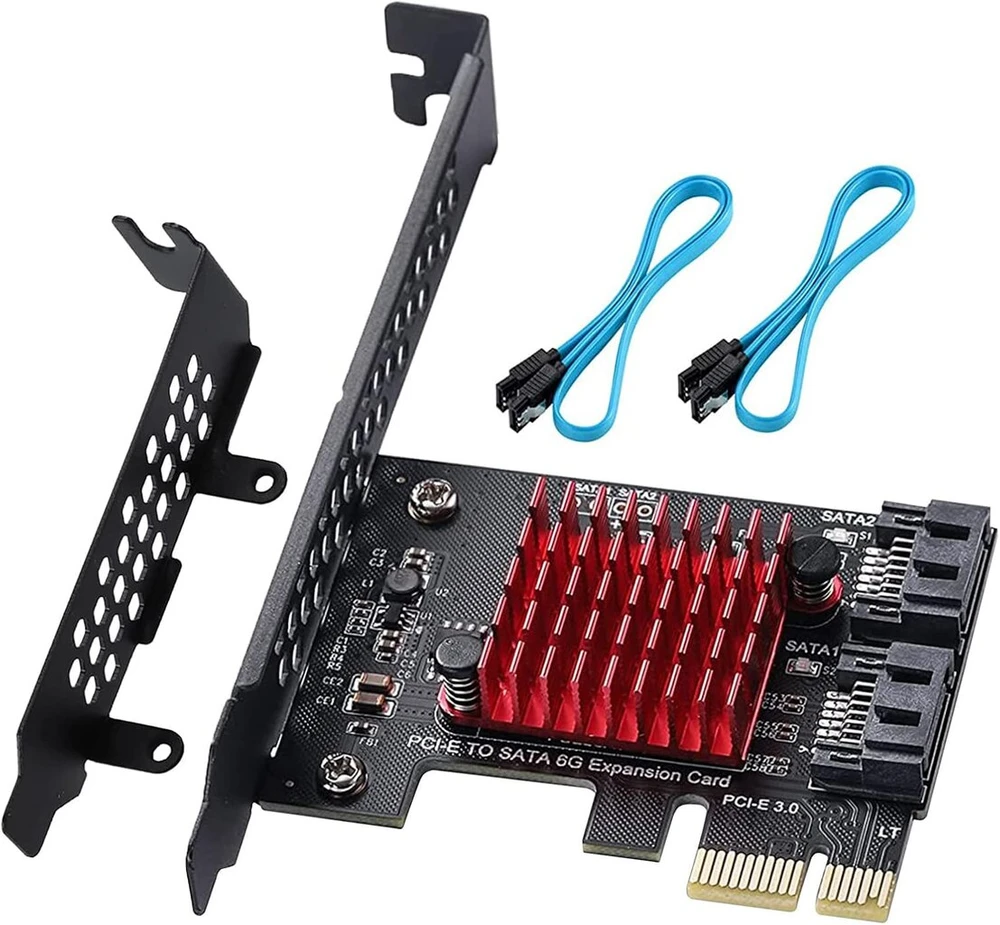 Atminties kortelė Generic Pcie 1x Sata kortelė, 2 prievadai, 6 Gbps, su 2 Sata kabeliais