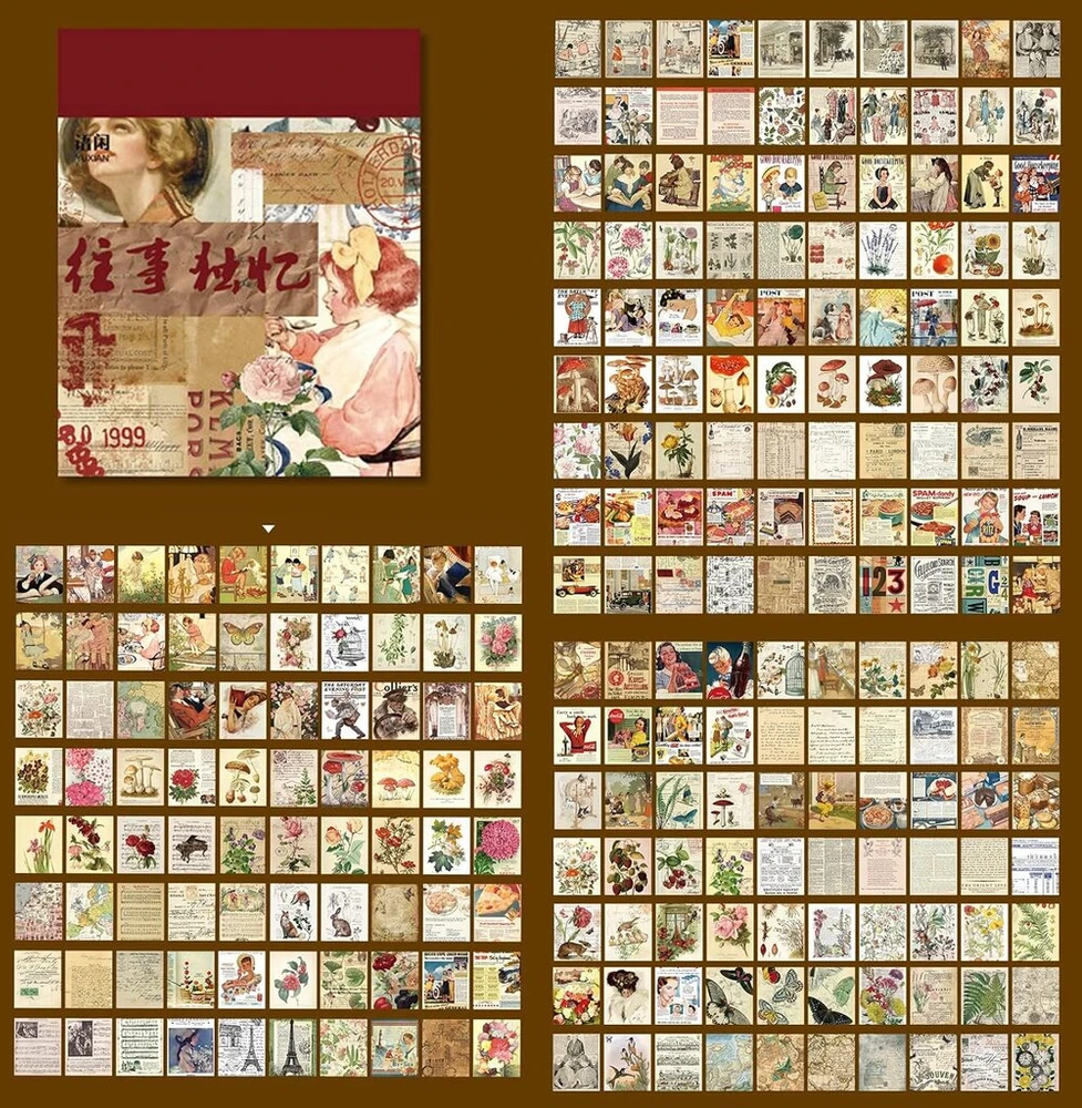 Generic Vintage Popierius ir Lipdukai Scrapbooking, 520 Vnt.