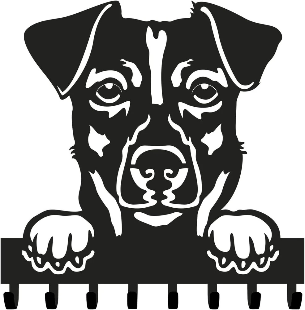 Generico sieninis raktų pakabukas su 8 kabliukais, modernus sieninis laikiklis prieškambariui, virtuvei, dovana, namų baldai, šuns pavadėlis (jack Russell)