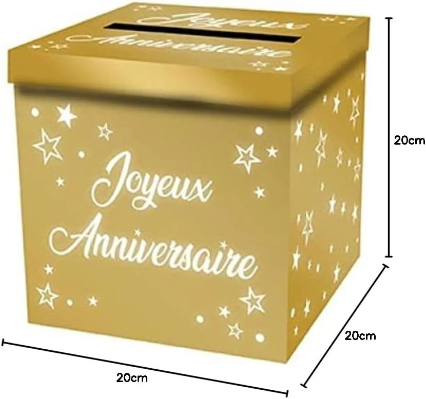 Générique taupyklė urna aukso spalvos metallic happy birthday 20cm (x1)