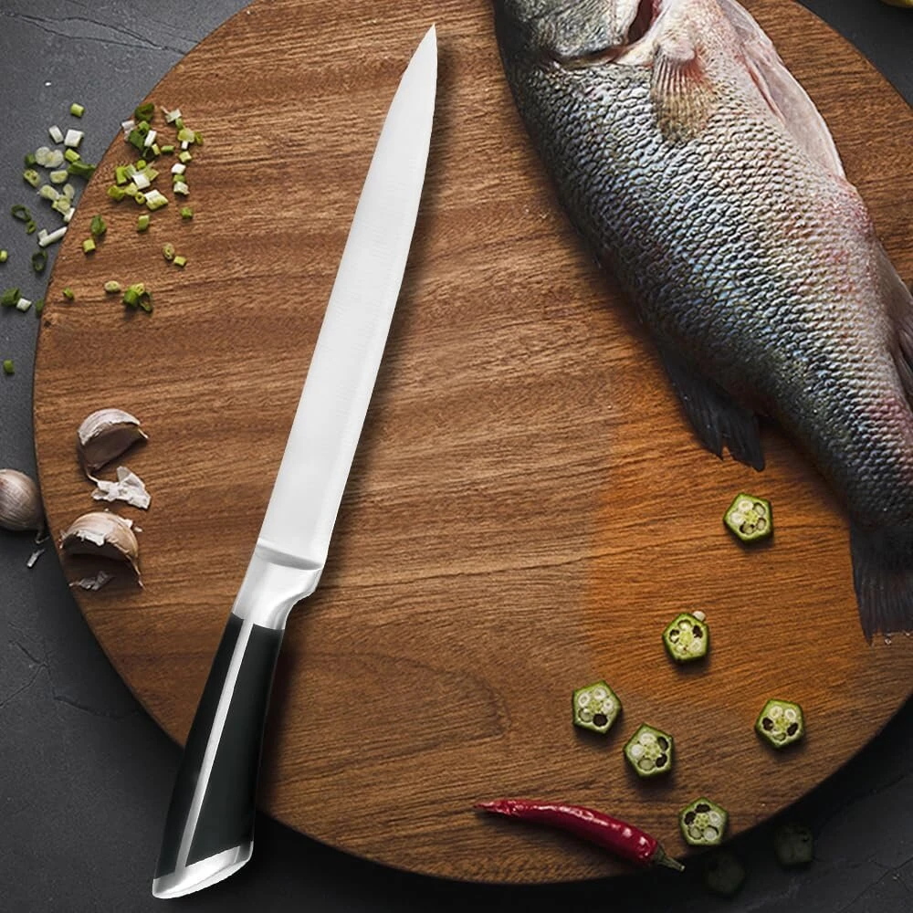 Generisch 6 dalių nerūdijančio plieno virtuvinių peilių rinkinys, profesionalaus ir mėgėjiško virėjo peilis, aštrus virėjo peilis, santoku peilis, duonos peilis, universalus peilis, skutimo peilių rinkinys